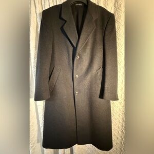 Silver Cloud Cashmere Blend Black Wool Overcoat